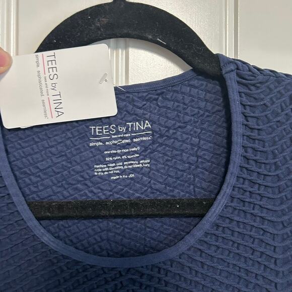 NWT Tees By Tina One Size Seamless Bodycon Dress Stretch Navy Slimming O/S - Picture 4 of 9